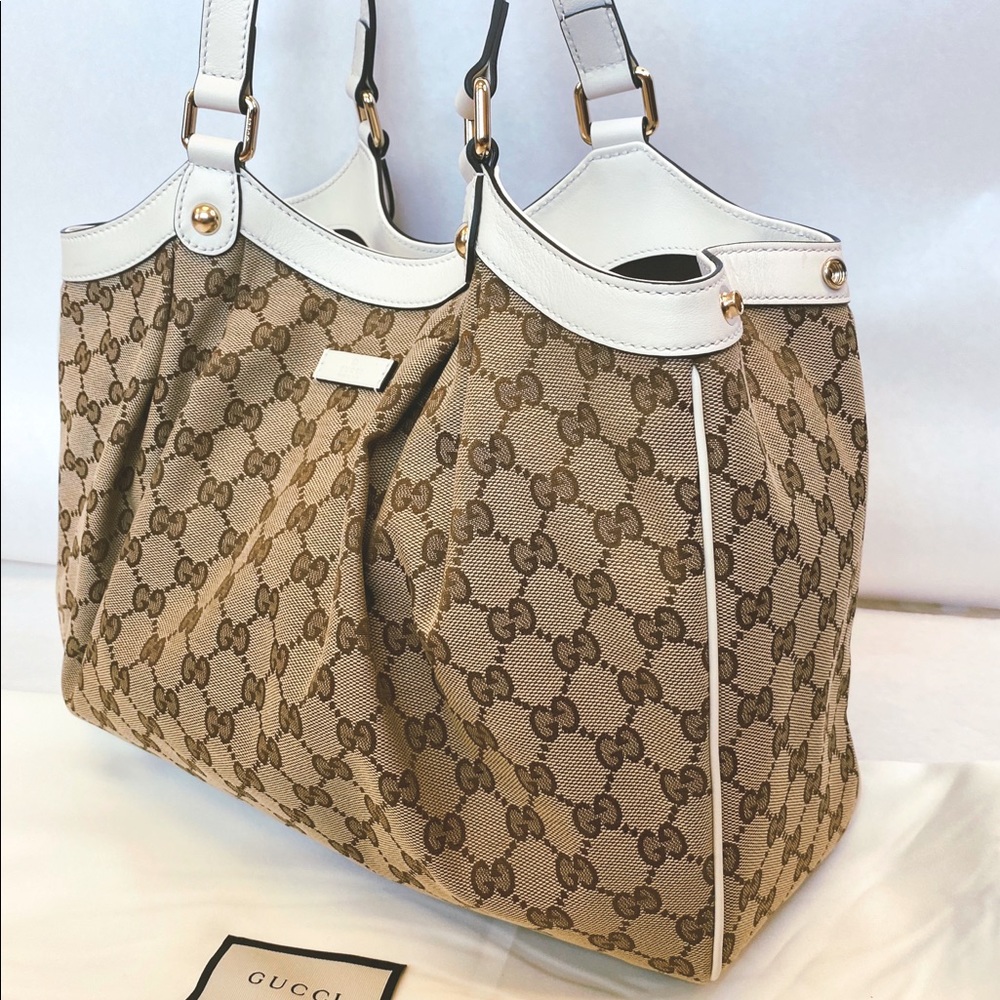 Gucci Handbag Supreme Gg Canvas Ebony White Tote - Picture 9 of 15
